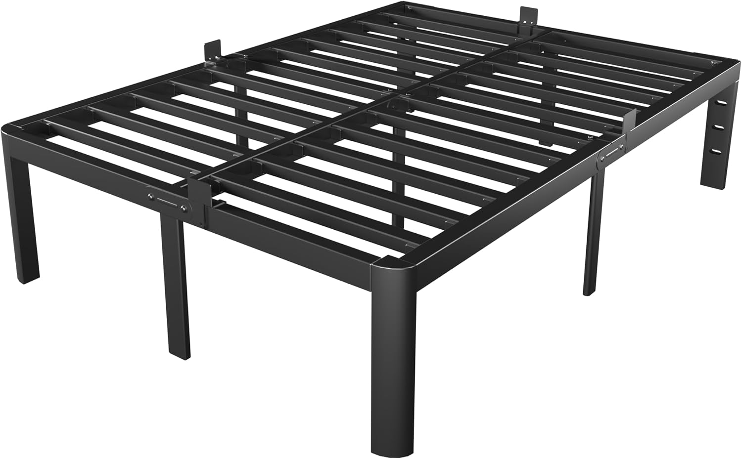 Queen Bed Frame 16 Inch, Metal Bed Frame Queen Size No Box Spring Needed, DIY Headboard, Heavy Duty Steel Support 3500 LBS, Noiseless, Round Corner Leg, Storage Space, Easy Assembly, Black