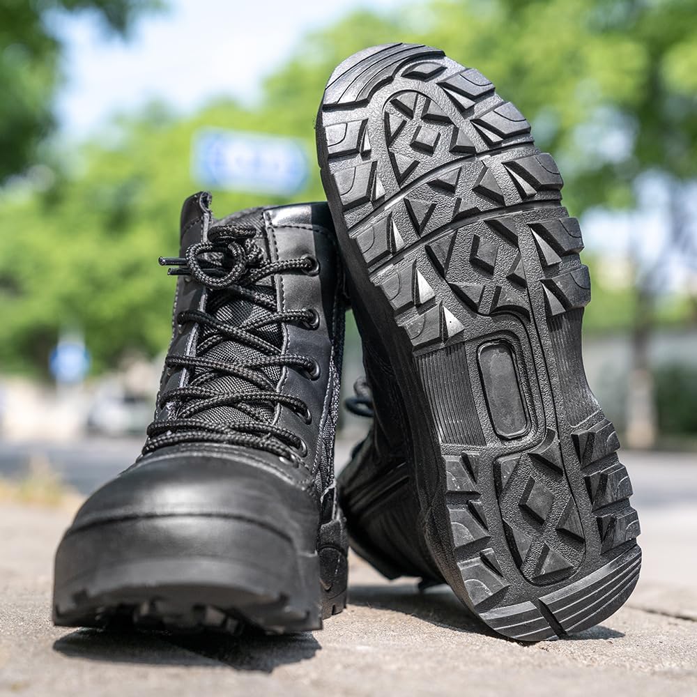 Kids Tactical Hiking Boots Boys Girls, Lace-Up Combat Army Camp Non-slip Big Kid Outdoor Desert Military Shoes