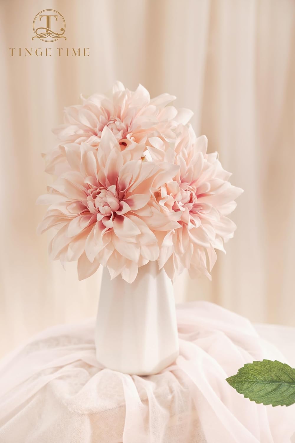 TINGE TIME Artificial Flowers 20pcs Silk Dahlia 5"/6" Fake Flowers for DIY Wedding Bridal Bouquets Centerpieces Arrangements Party Baby Shower Home Decorations (Dusty Pink) - Image 7