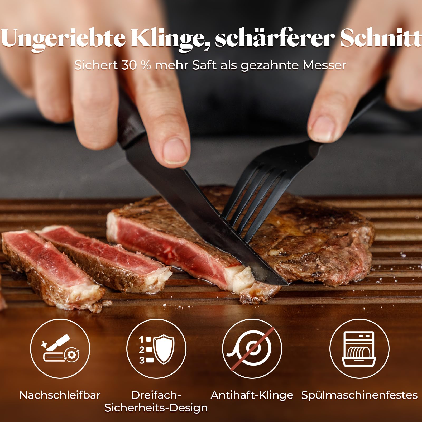 12 cm Steakmesser-Set, 8 Stück, mit magnetischer Messerleiste