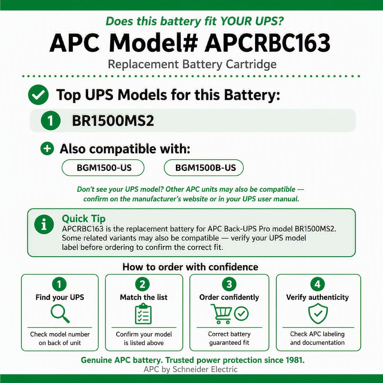 APC USV-Batterie-Ersatz, APCRBC163, für APC USV BR1500MS und andere