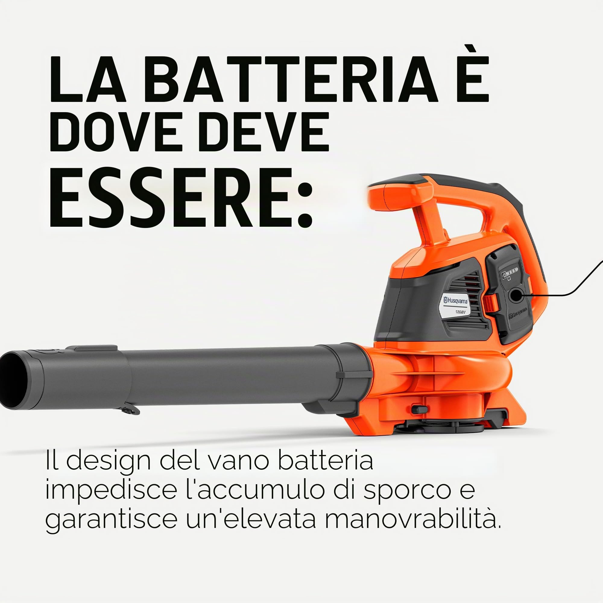 Husqvarna Soffiatore e aspiratore a batteria 120iBV con batteria/caricabatterie | Senza fili, 36 V, con batteria e caricabatterie, forza di soffiaggio 7,2 N
