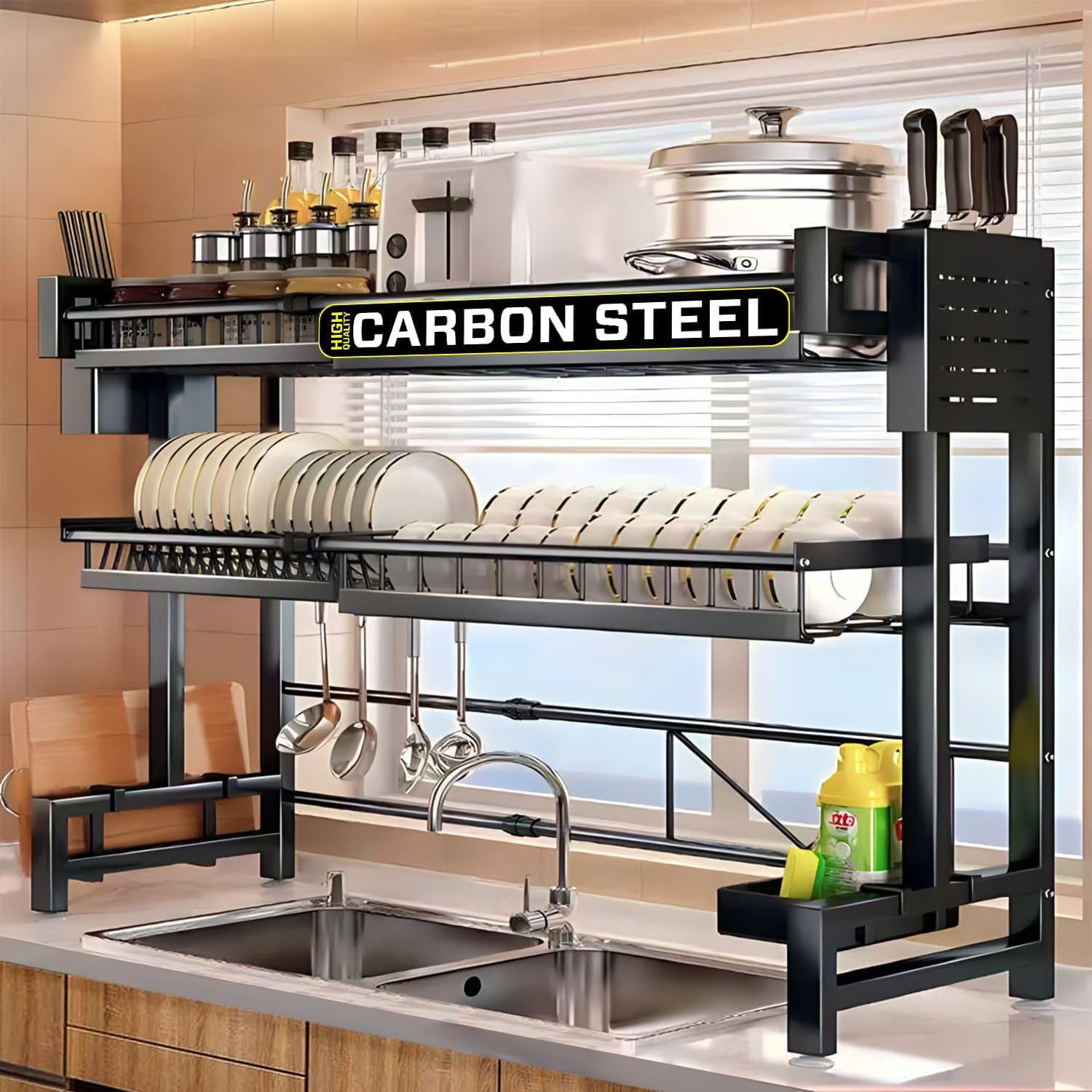 IBELL Dr 293 Dish Rack For Kitchen, 2 Layer, Adjustable Length, Carbon Steel (Blackfree Standing, Tiered Shelf) (B0D83FM4PG) Amazon Price History, Amazon Price Tracker
