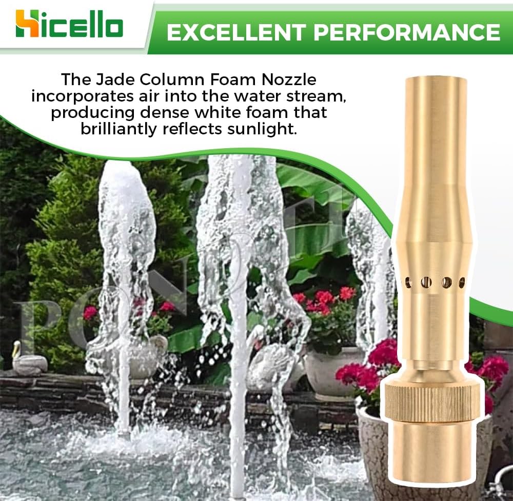 Brass Adjustable Jade Column Foam Nozzle - 3/4" (DN20) Internal Thread | Elegant Foam-Like Water Column with Aeration Effect | Perfect for Fountains & Outdoor Water Features [Spray Height: 1-3M]