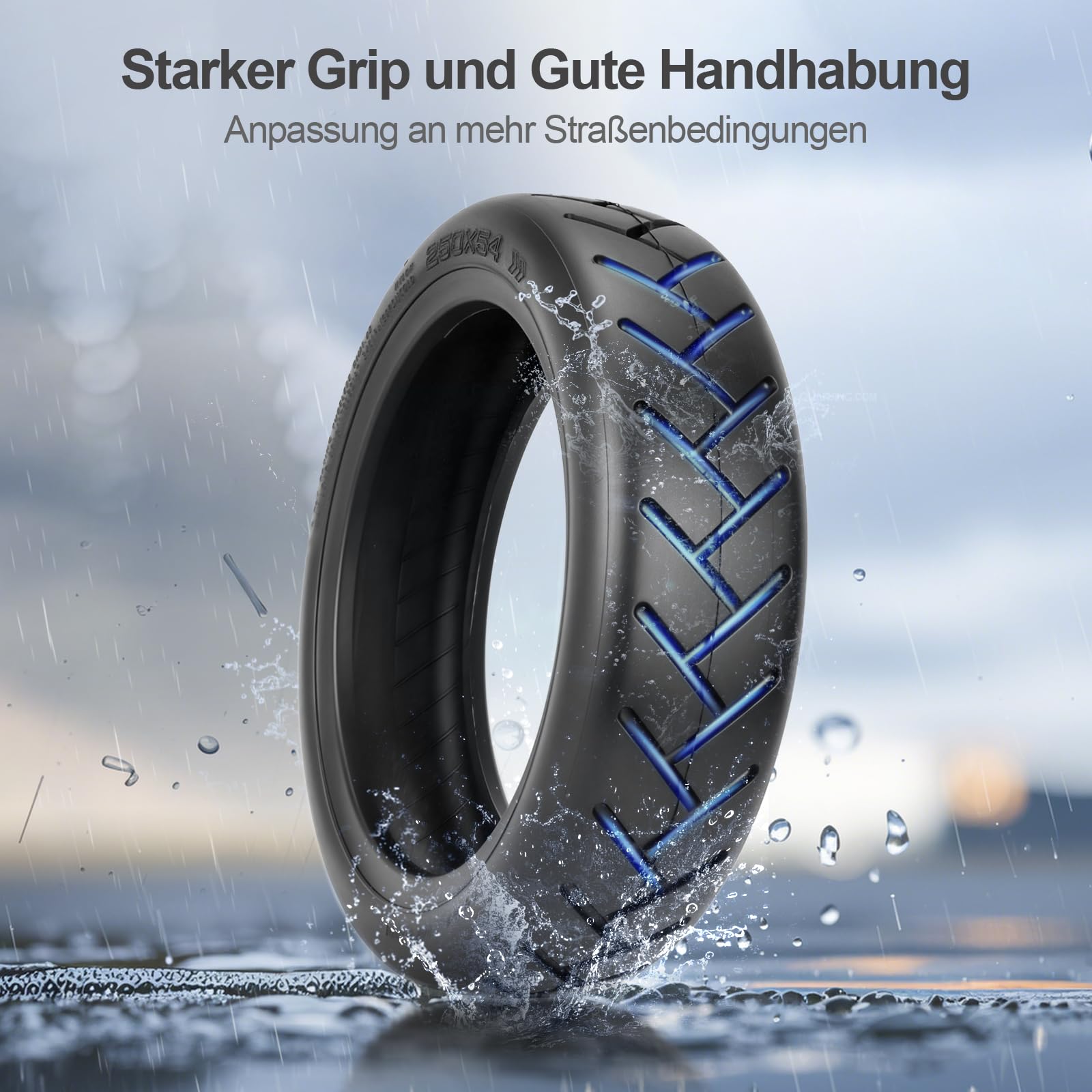 250x54 schlauchloser Reifen 10 Zoll Tubeless Reifen für Xiaomi 4Pro/4Lite Elektroroller Zubehör Explosionsgeschützte Verdickte Straßenreifen Ersatzräder (1 Stück)