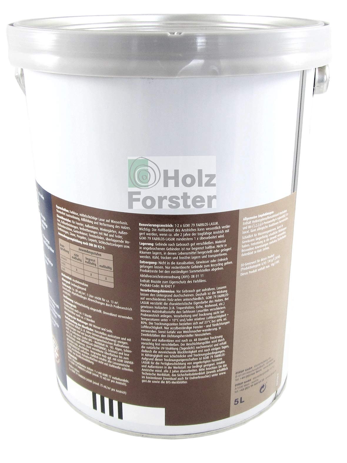 GORI Dyrup 79 Holzlasur Farblos 9900 mit UV-Schutz, 5,00 Liter