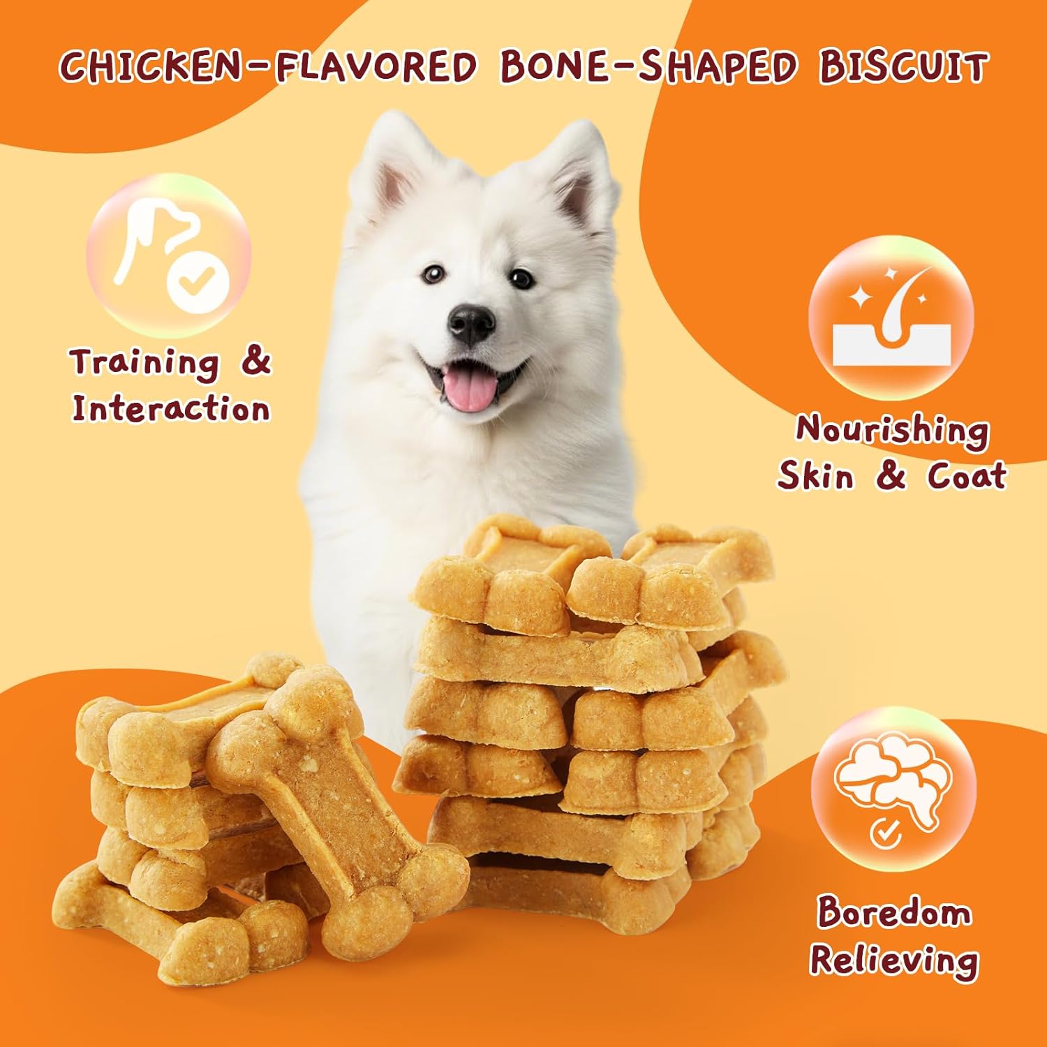 Jungle Calling 48 Ct. Senior Dog Soft Treats, Easy to Chew Chicken-Flavored Biscuits for Training, Natural Digestive Support & Plant-Based Protein, Grain Free Meaty Rewards