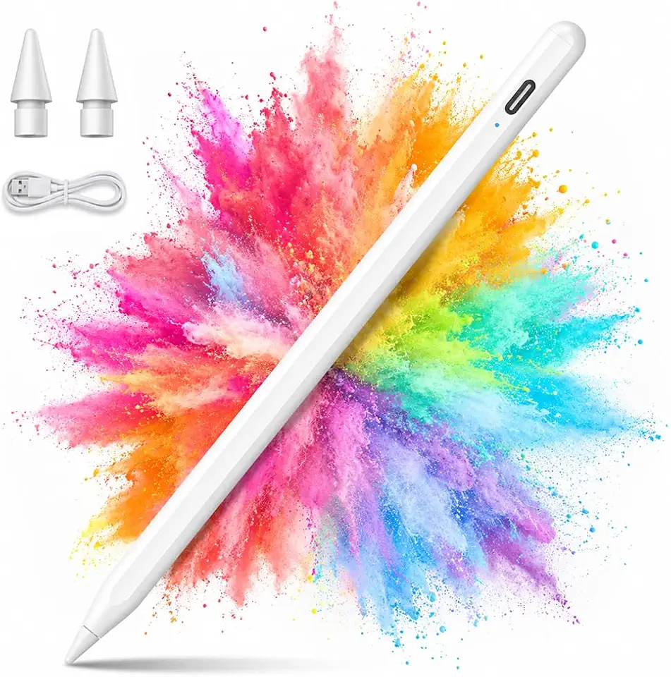 Caneta Stylus para Tablet e Celular Universal - Ponta Fina 1.5MM com Indicador LED, Caneta Touch, Caneta Universal, Recarregável USB, Compatível com iPad, Tablet, Celular, Notebooks - Android ou IOS