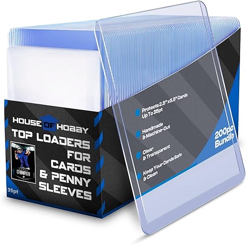 Paquete de 200 cargadores superiores para tarjetas y fundas de centavo, funda de plástico duro para tarjetas, protectores de tarjetas de