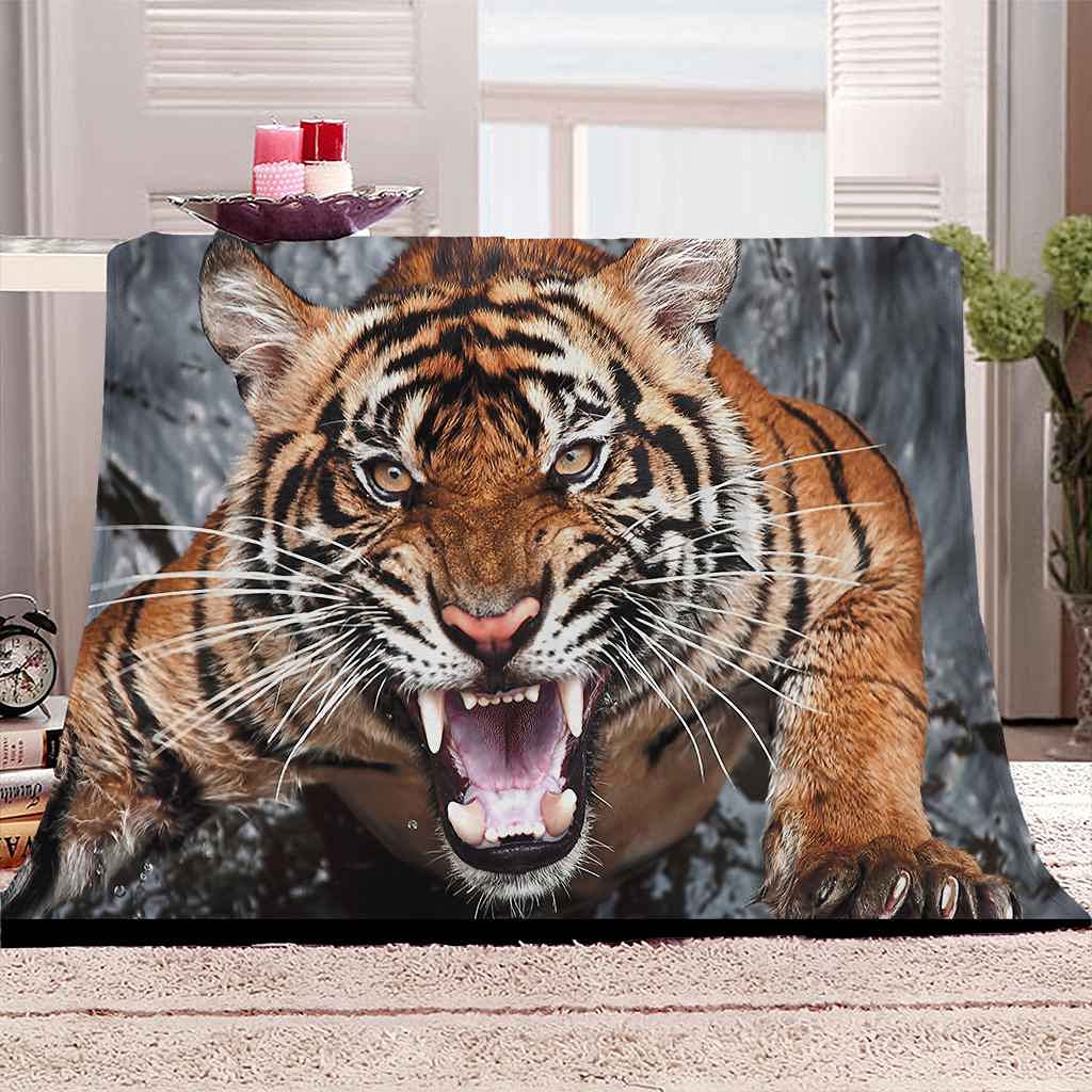 Couverture sofa 3D tigre pour des soirées cocooning au salon