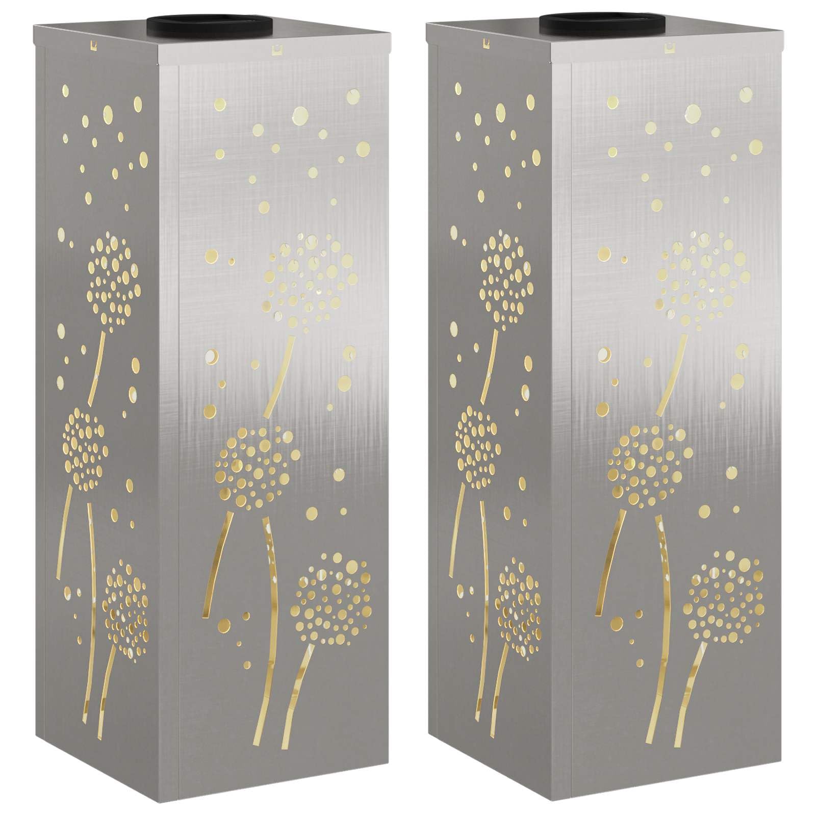 Luce di percorso LED solare 2 pezzi Argento Acciaio Inossidabile Lampada da Esterno per Vialetto, Cortile, Aiuole, Percorsi -M