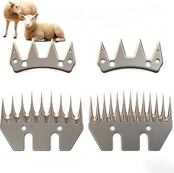 Sheep Shears Replacement Blades fit for Oster/Heiniger/GDJOB/BEETRO/Dragro/TAKEKIT Shearing Wool Clipper for Grooming Goats, Lambs, Llamas, Alpacas, Horse, Stainless Steel 13-Tooth & 9-Tooth, 2 Pack