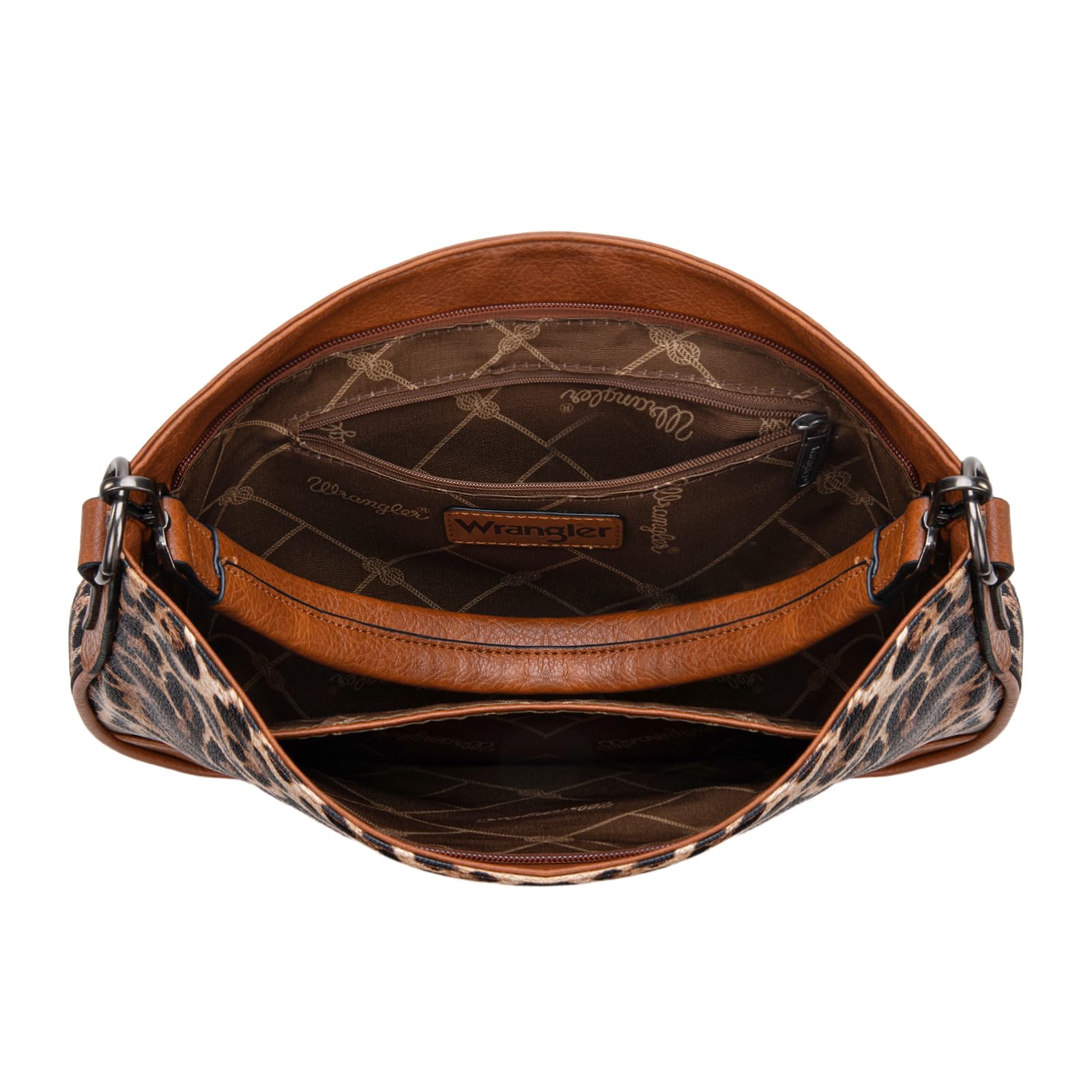 Wrangler Hobo Bags Large Crossbody Bag for Women Shoulder Purse Handbags with Adjustable Strap: Leopard - Brown