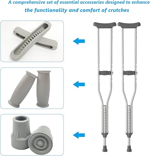 Miniatura 9 de Kit de reemplazo de accesorios para muletas, incluye agarre de muleta, almohadilla para muletas para axilas y puntas de pies para personas con