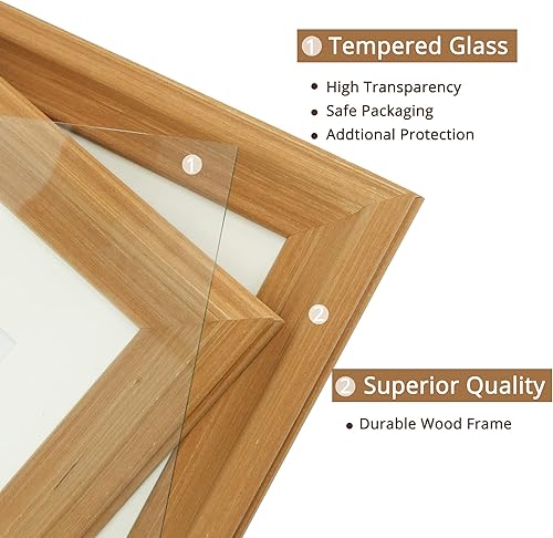 Vista 60 de GraduationMall Marcos de fotos de madera de 4 x 6, vidrio real, marcos de fotos para pared o mesa, juego de 2 Roble