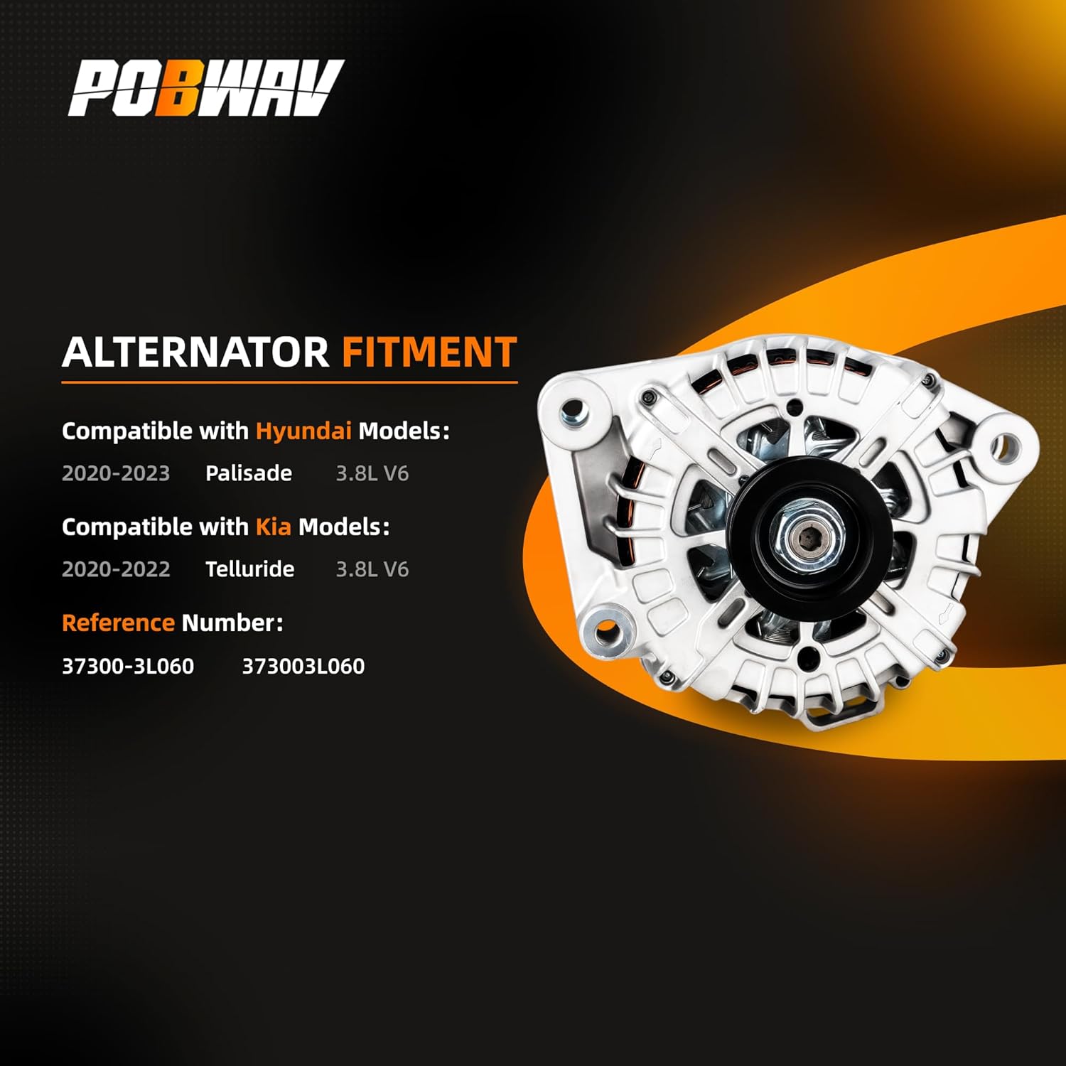 37300-3L060 NEW Alternator 3.8L Compatible with 2020–2023 Hyundai Palisade & 2020–2022 Kia Telluride Replacement# 37300 3L060