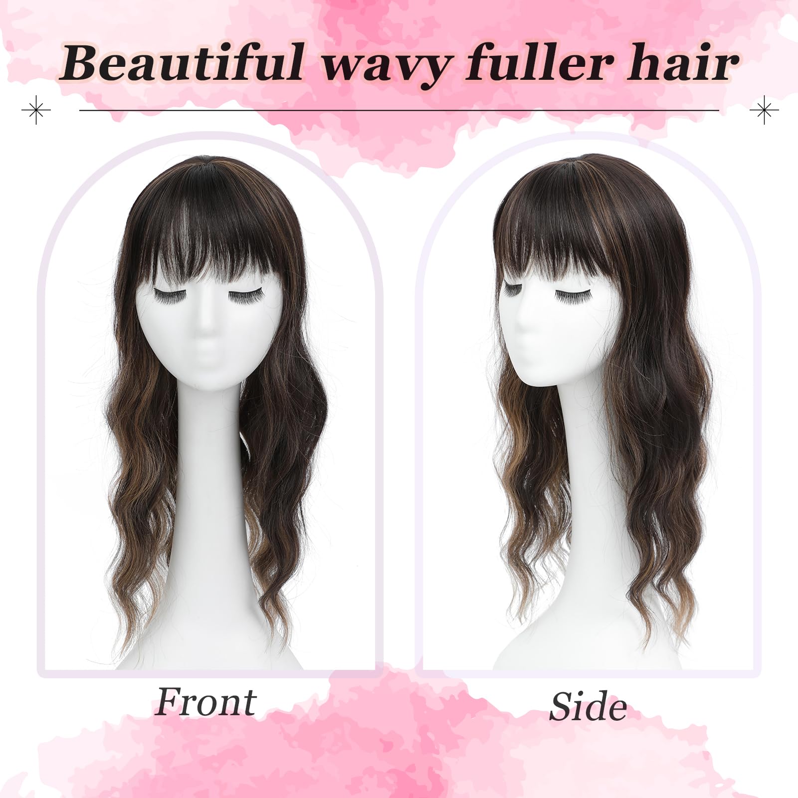 Hair Topper for Women with Thinning Hair, Heat-Resistant Synthetic Fiber