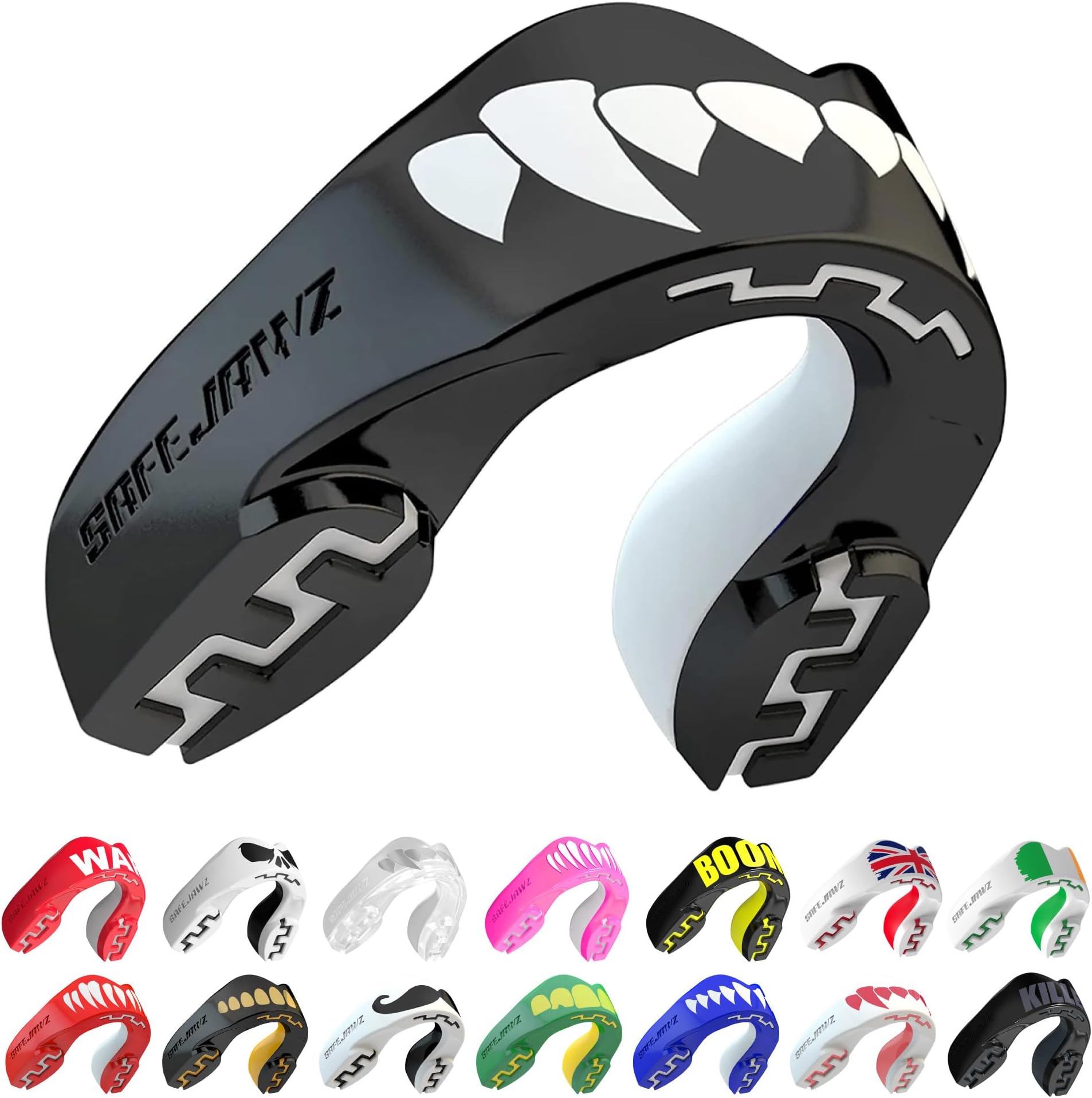 SAFEJAWZ Mouth Guard, Adult & Junior Dual Layer Gum Shield with Case