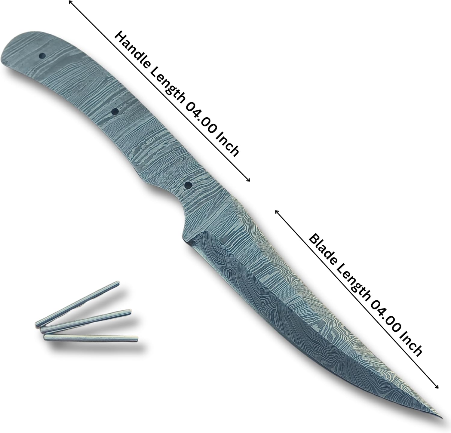 Damascus Steel Blank Blade for Knife Making Kit Diy – 4" Full Tang Bushcraft, EDC Hunting, Skinning Knife Blank