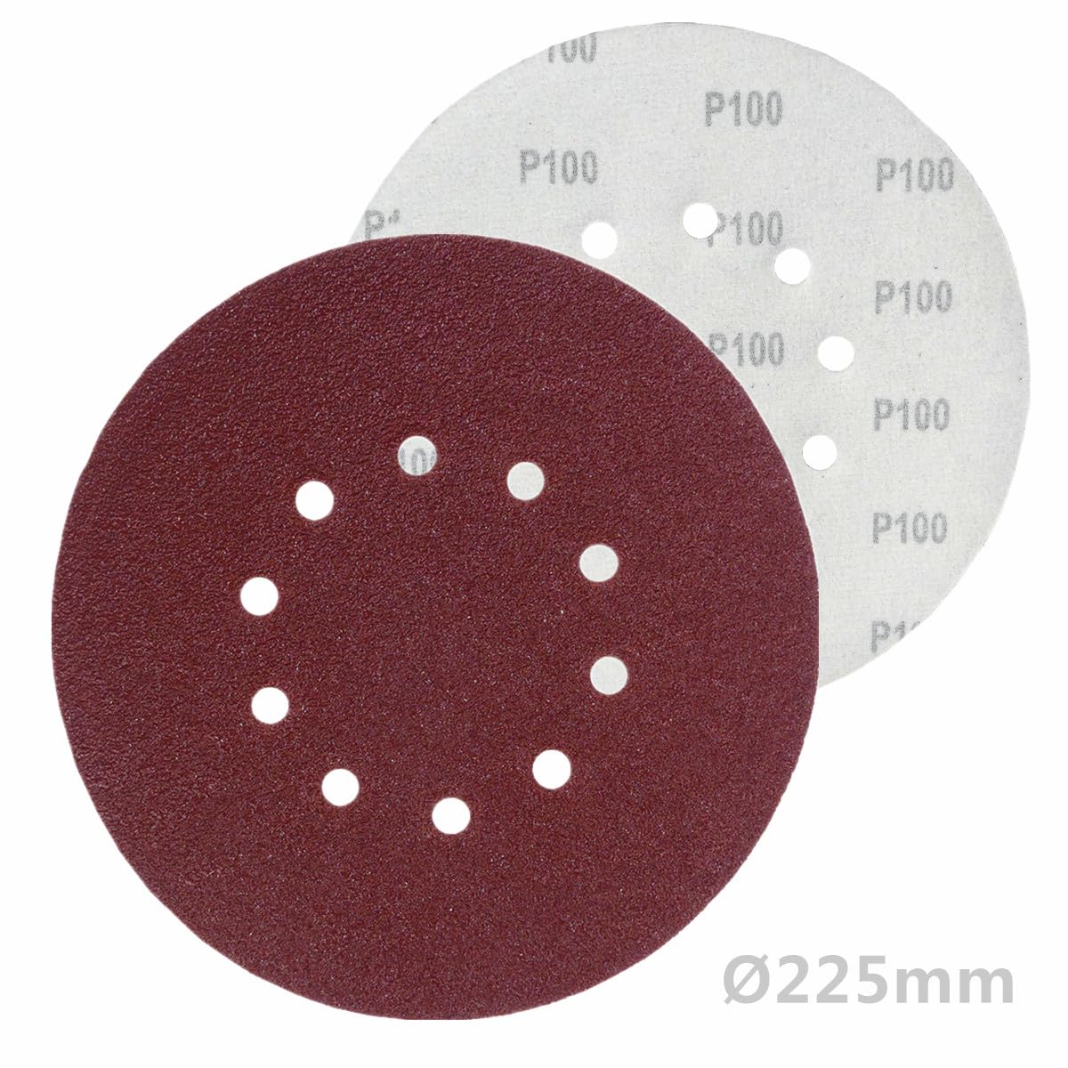 25 unidades de discos abrasivos de 225 mm de diámetro, grano seleccionable P40-P240, lijadora excéntrica, jirafa, lijadora en seco, lijadora de cuello largo de Bohrfux (grano P100)