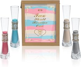 Unity Sand for Wedding Ceremony Set - LIKEYO 9 PCS Unity Ceremony Kit with A Wood Box & Four Vases & Four Colored Sands, Outdoor Wedding Decoration Ideas, Marriage Party Gift Set for Bride Bridegroom