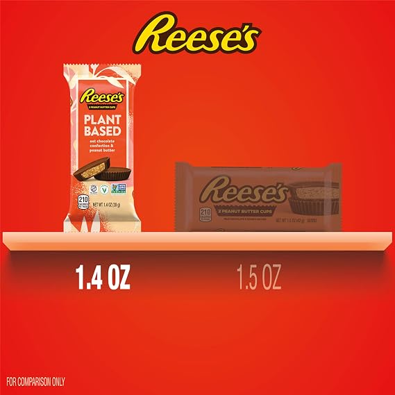 REESE'S Plant Based Oat Chocolate Confection Peanut Butter Cups, Candy Packs, 1.4 oz (12 Count)