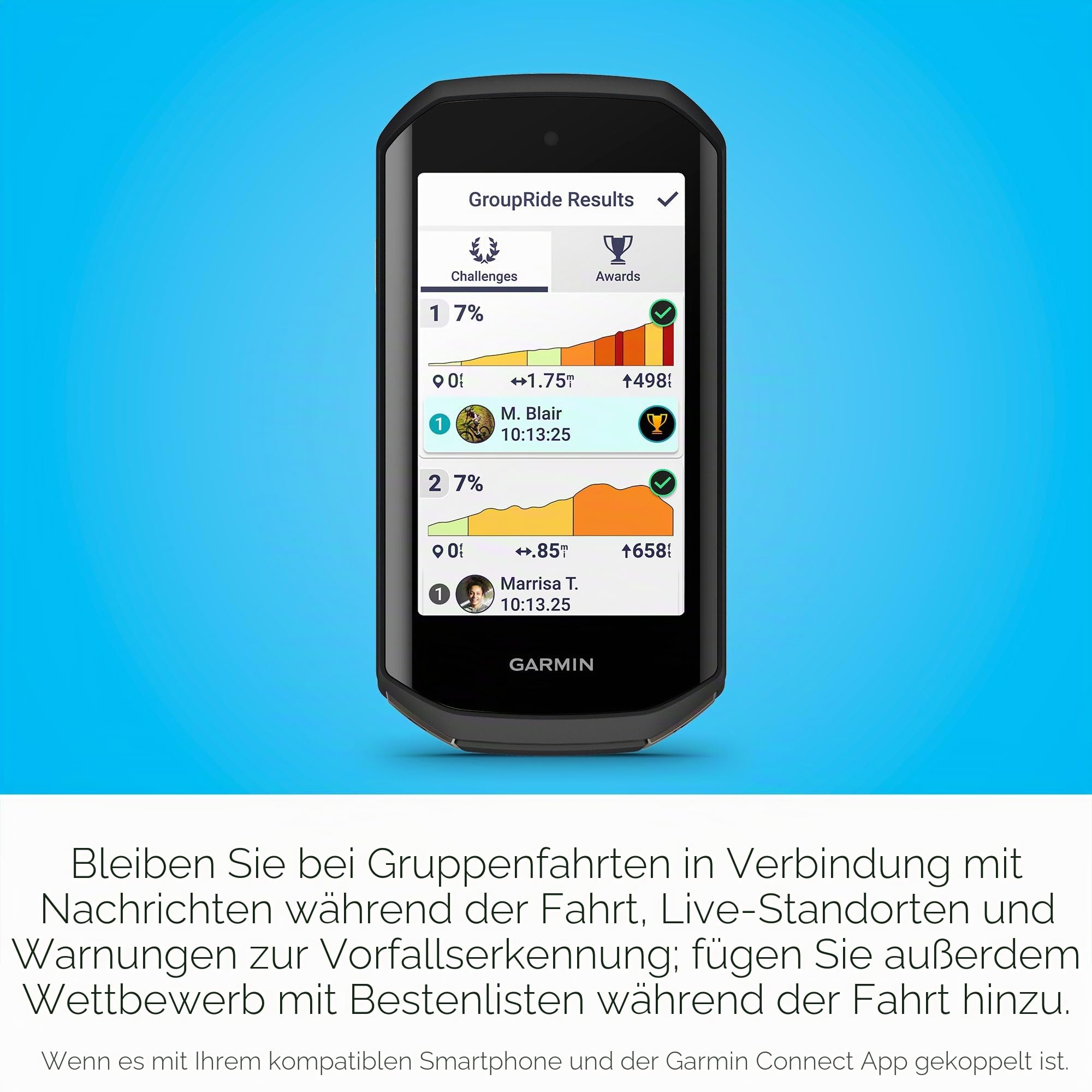 Garmin Edge 1050®, Premium-Fahrradcomputer, lebendiges Farb-Touchscreen-Display, eingebauter Lautsprecher, erweiterte Trainings- und Gruppenfahrten, Straßengefahrenwarnungen