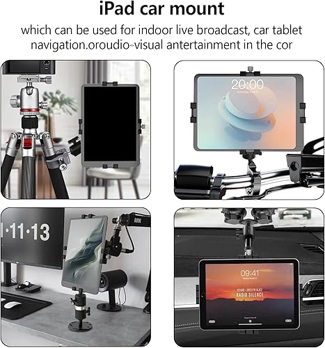 Miniatura 7 de Soporte de aluminio para tablet para automóvil con adaptador de cabeza de bola de 1 pulgada, compatible con brazo de doble enchufe de 1 pulgada y