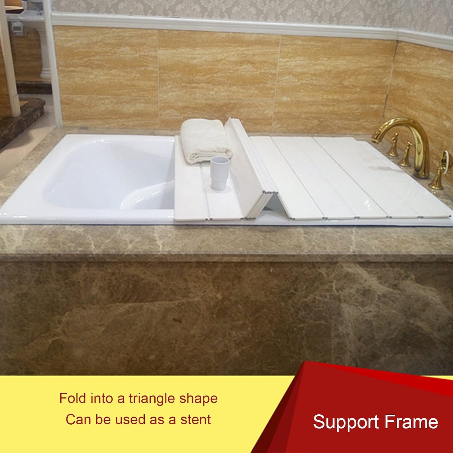 Folding Bathtub Cover Waterproof Bathtubs Trays Polystyrene Shutter Bath Lid for Home Hotel Gym Sturdily Designed Thickness 0.65cm (Color : White Size : 139cmx70cmx0.65cm) (White 117cmx75cmx0.65cm)