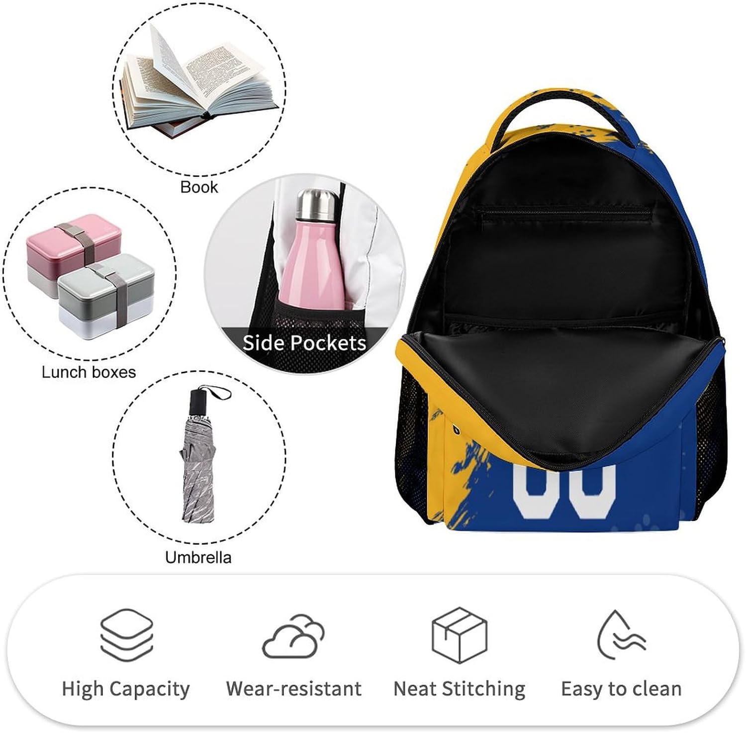 Custom School Backpack High Capacity Student Bag Hockey City Gifts for Kids Backpack Men Women, Add Name & Number