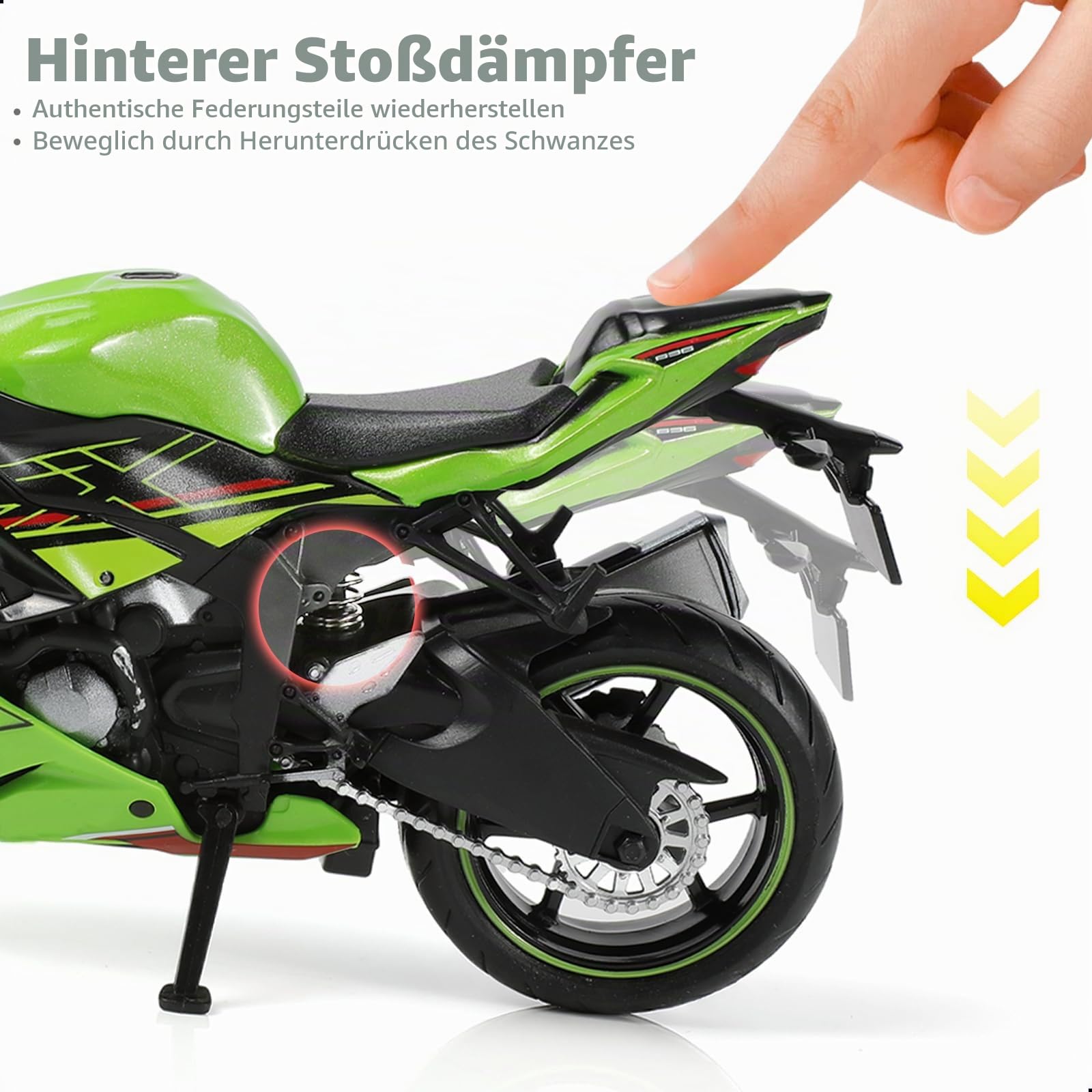 1:12 Motorrad Modell kompatibel für Kawasaki Ninja ZX-6R Metall Diecast Motorrad Modell Spielzeug Mini Moto Geschenk (Grün)