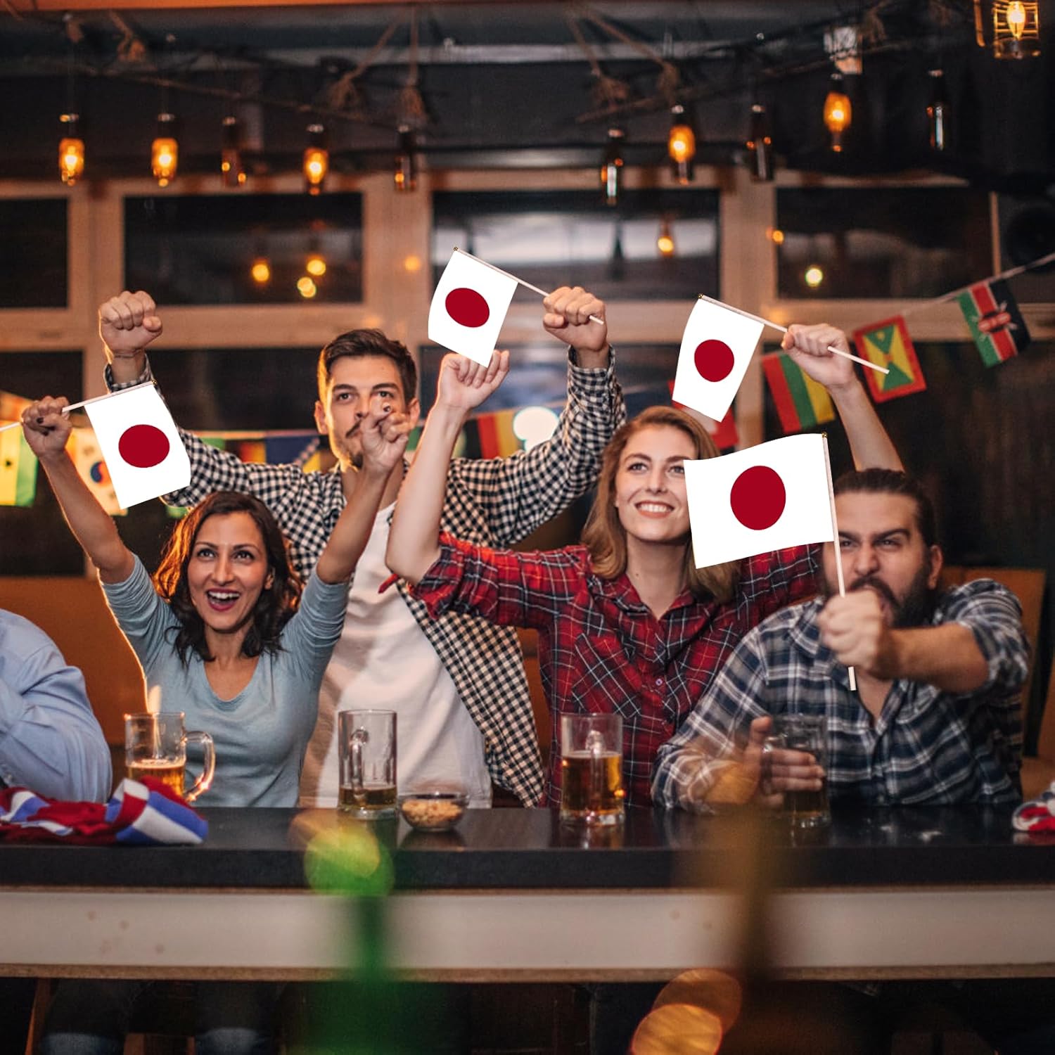 AhfuLife 15 Pcs Japan Hand Held Flags for World Cup Decorations 2026, 5.5 × 8.2 Inch Japanese Small Stick Flag - Double Sided with 11.8" Poles for National Day Sports Events Party Celebration Decor - Image 4