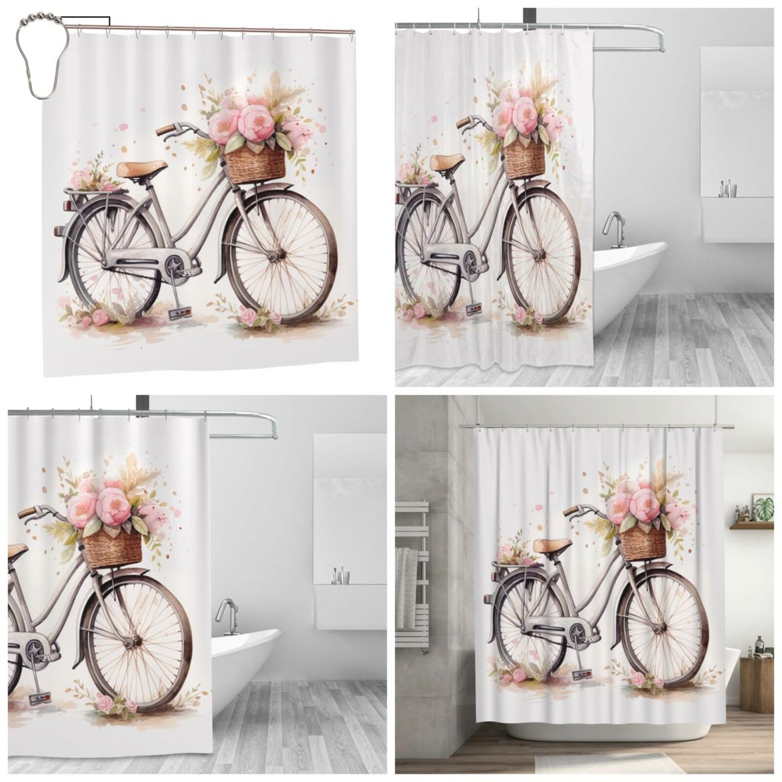 Rideau de douche en microfibre haut de gamme 183 x 183 cm lavable