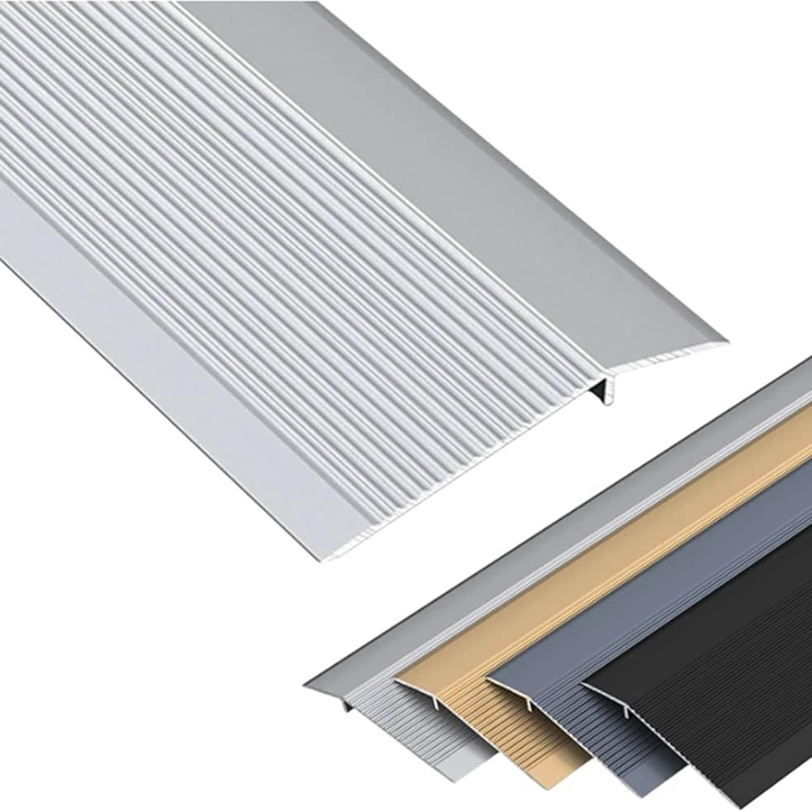 Extra Wide Floor Transition Threshold Strip, Flat Divider Strip for Kitchen/Bathroom/Laminate Vinyl, Aluminum Door Threshold Ramp, Fluted Saddle Threshold(Size:90cm/35 in,Color:B)