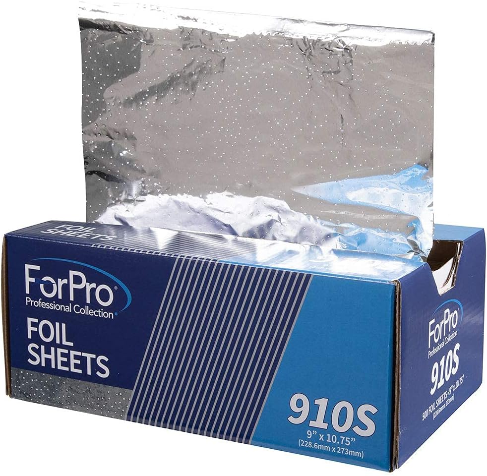 ForPro Professional Collection S Series Pop-Up Foil Sheets 910S, Aluminum Foil, Pop-Up Dispenser, for Hair Color Application and Highlighting, Food Safe, 9” W x 10.75” L, 500-Count