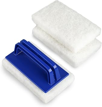 3 Pack Hand-Held Pool Scrub Brush Pool Cleaning Scrubbing Sponge Pad Bathroom Clean Scrubber Scouring for Cleaning Swimming Pools Step Corner Shower Tile Vinyl Liners Walls Sink Spas Tubs Kitchen