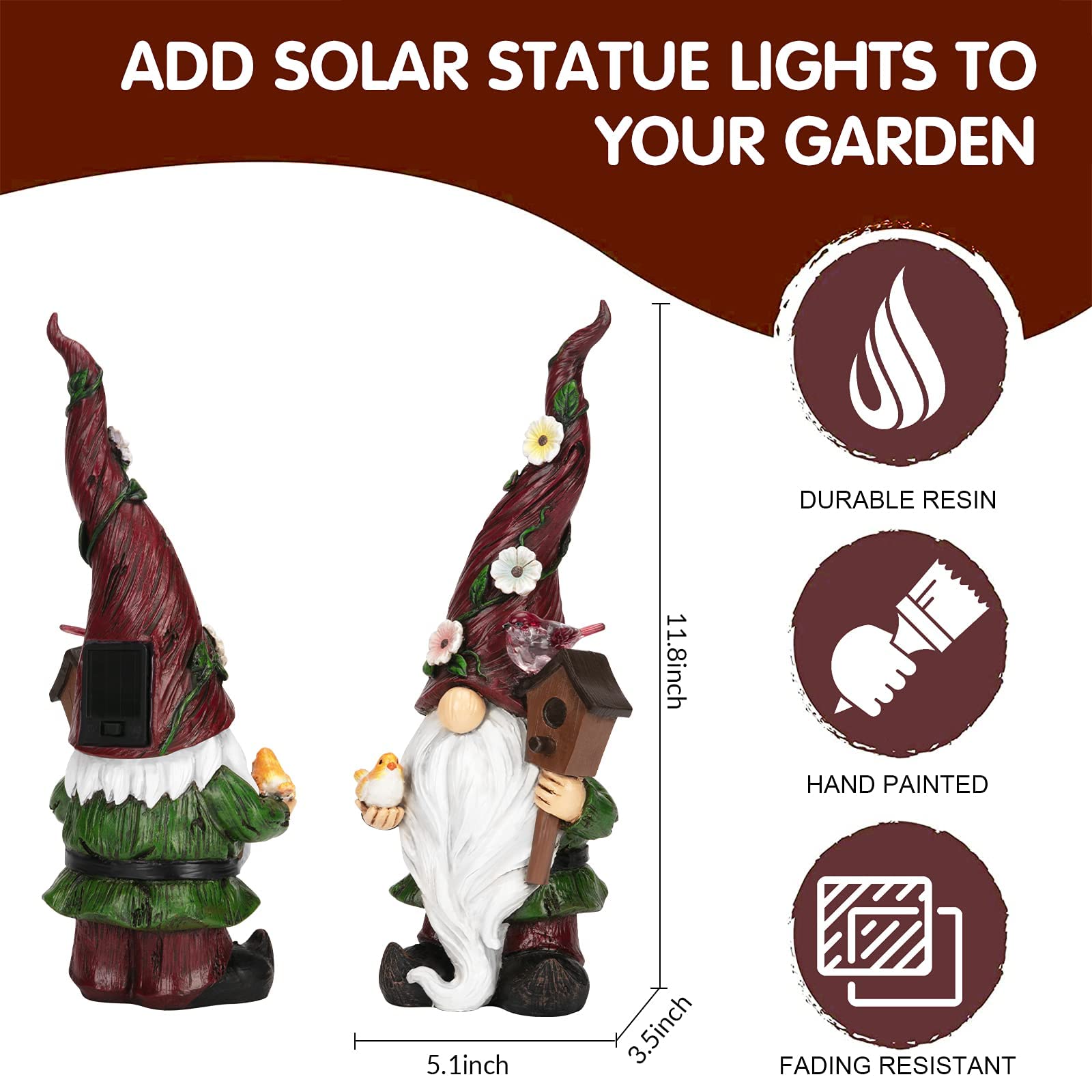 grinshin Garden Statues Gnome Decor,Outdoor Garden Decorative Figurine Ornaments, Indoor Outdoor Christmas Halloween Decorations for Patio, Yard, Lawn Art(Green Statue)