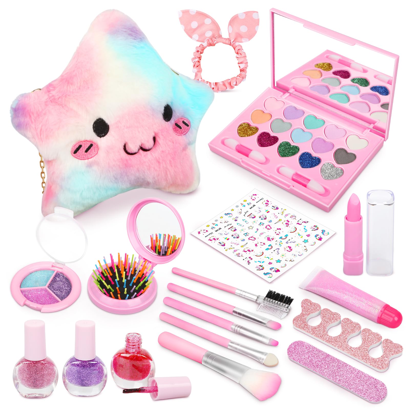 Dreamon Kit de Maquillaje Niñas, Lavable de Maquillaje para Niñas Juguetes, Kit de Maquillaje para Niñas Seguro y No Tóxico, Regalo de cumpleaños y Navidad para niñas de 3 4 5 6 7 8 9 10 Años