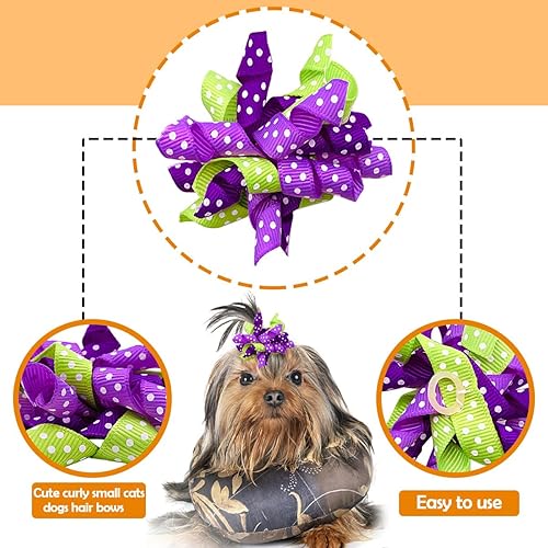 Miniatura 2 de PET SHOW 20 unids10 pares de lazos para el pelo de perro rizado con bandas de goma para perros pequeños y medianos en espiral, remolinos en espiral