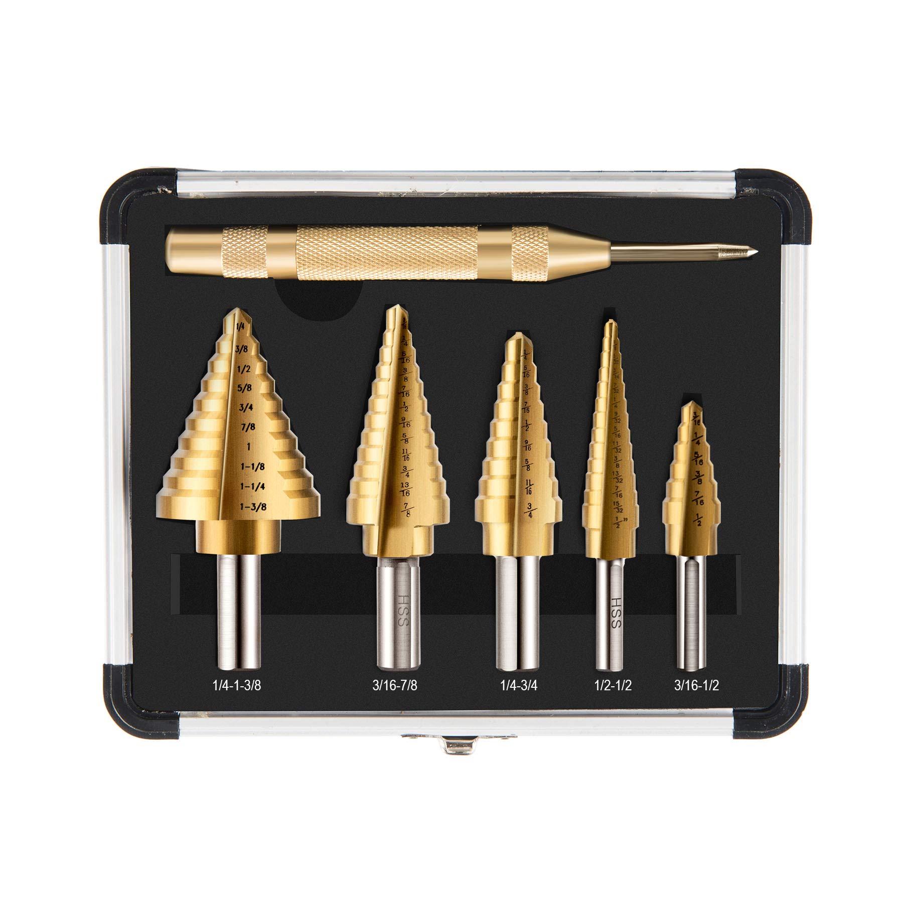 CO-Z HSS 5PCS Titanium Step Drill Bit 
