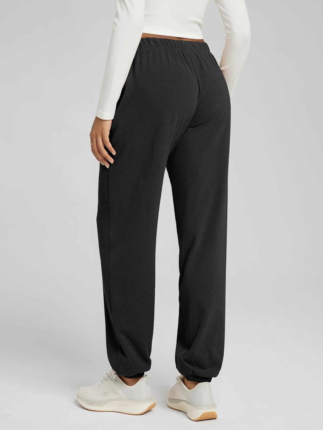 ODODOS Women's Brushed Fleece Jogger Sweatpants – Cozy Warm Adjustable High-Rise Relaxed Lounge Pants with Pockets - Image 4