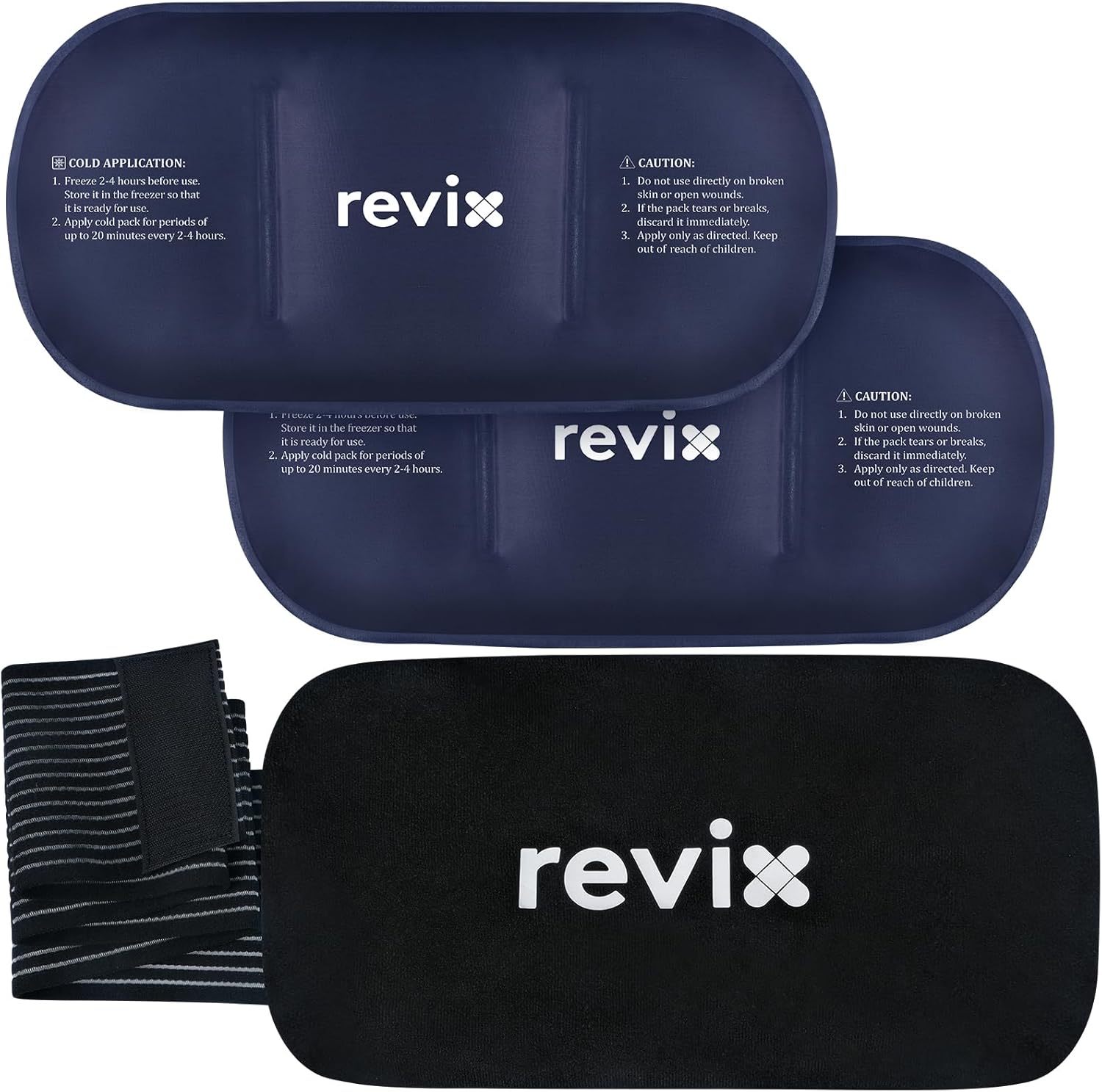 REVIX Soft Ice Packs for Injuries 14" x 7" – 2-Pack Flexible Cold Compress with Strap for Back, Shoulder, Hip, Leg, Reusable Large Cold Packs for Enhancing Comfort and Soothing Fatigue