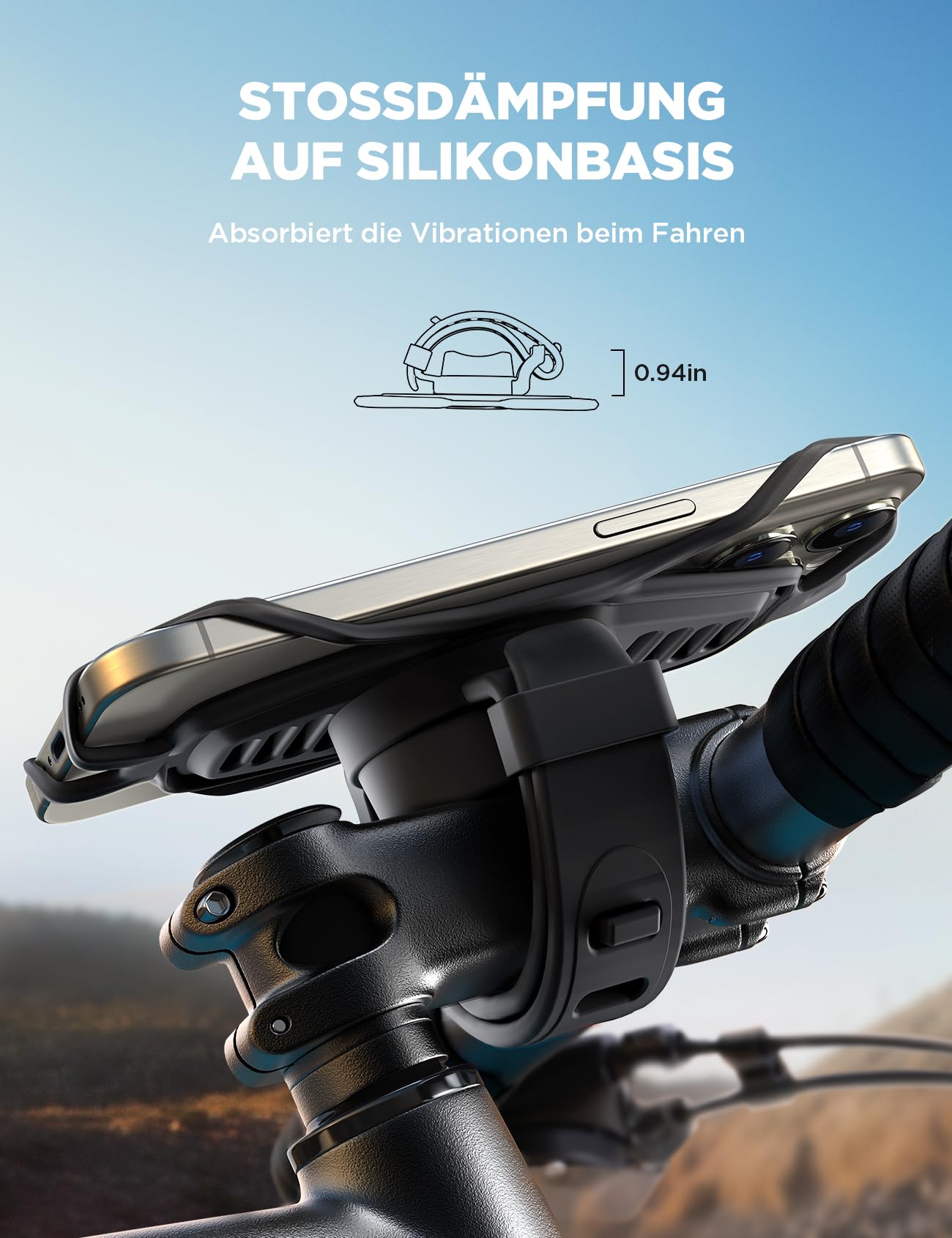 JOYROOM Handyhalterung Fahrrad 2026 Neueste [Silicone Stoßdämpfung] Handyhalterung Motorrad 360° Drehbare Lenker Halter für Rennrad, E Scooter, Kinderwagen, für iPhone 17 16 15 Smartphone 4,0-7,2 Zoll