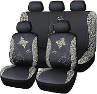Vista 35 de Flying Banner - Juego completo de fundas para asiento de automóvil Butterfly, estilo universal de moda para mujer, para banco trasero (divisible)