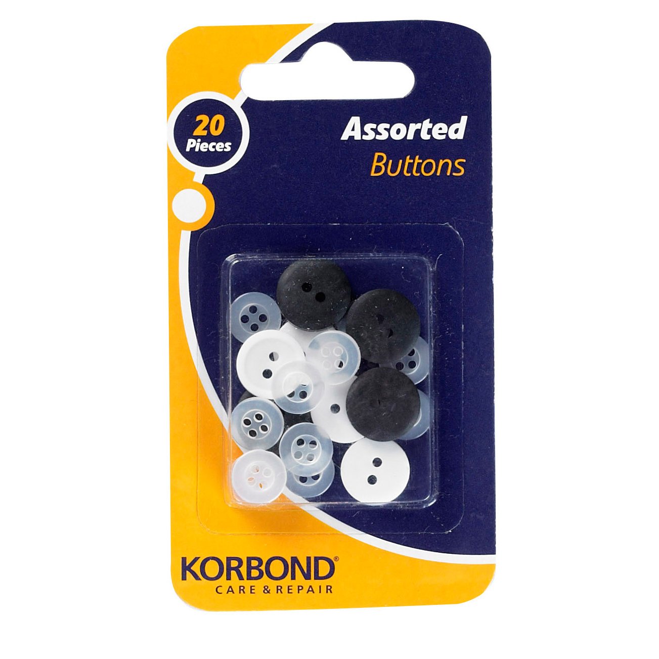 Korbond 20 Piece Assorted Buttons Pack