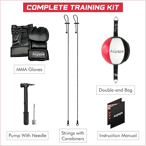 Miniatura 2 de Bolsa de boxeo de doble extremo con guantes de boxeo, saco de boxeo premium para entrenamiento de velocidad y reflejos, bolsa de boxeo duradera para