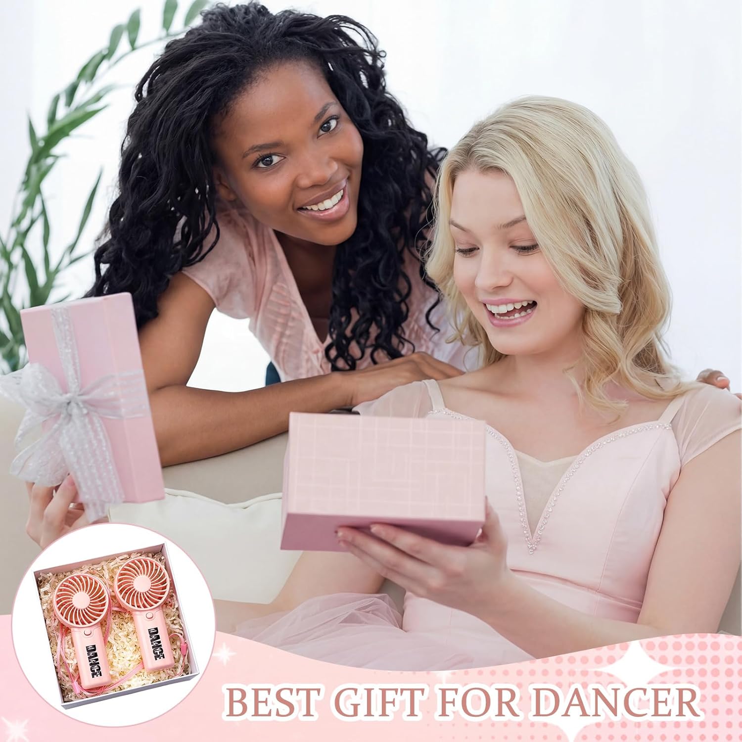 VIHOSE 12 Pcs Dance Mini Portable Fan Bulk Dance Competition Recital Small Personal Handheld Pink Fan with Lanyard for Women Dancer Team Ballet Ballerina Gymnastics Jazz Party Favors Accessories