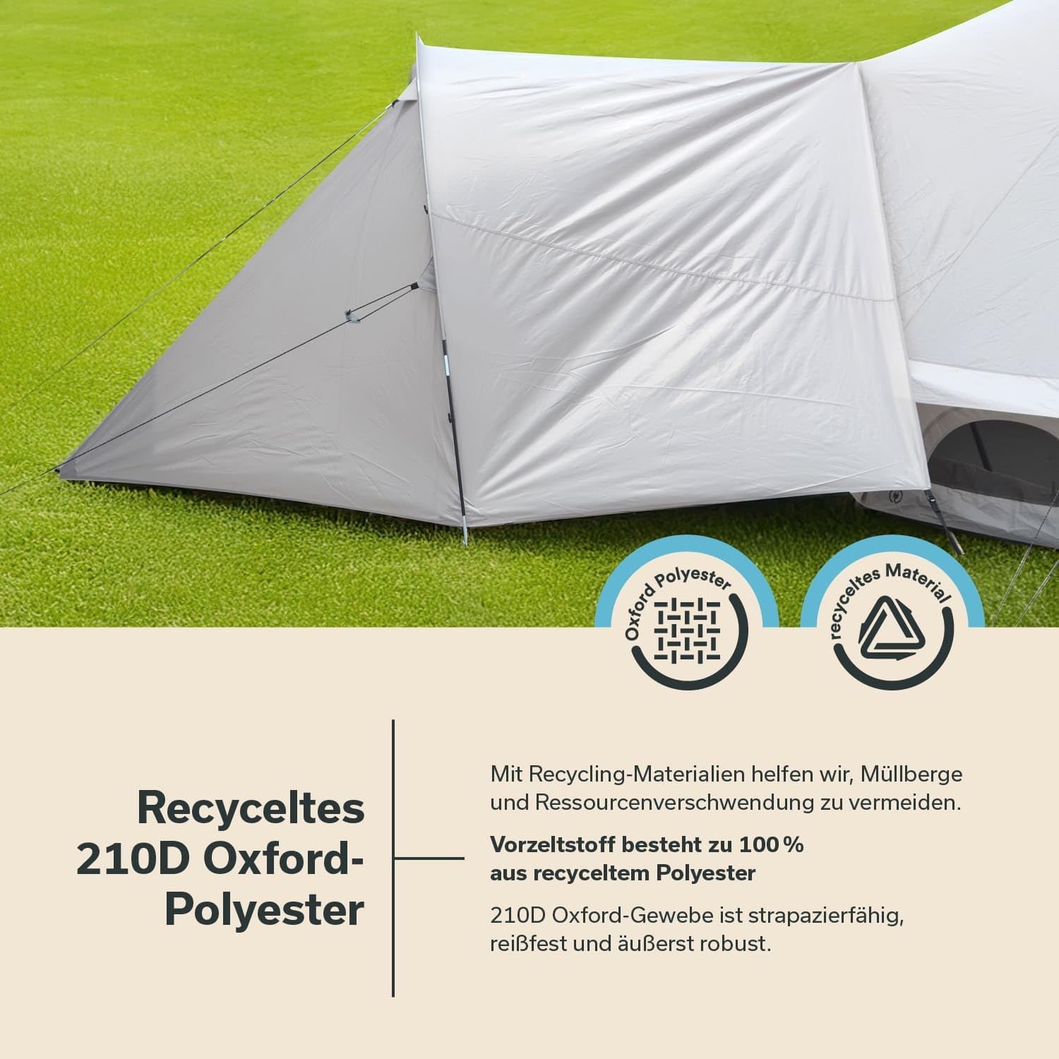 Skandika Tipi Kuopio 400/500 Protect 8-10 osób | Wodoodporny namiot kempingowy, materiał z recyklingu, wysokość 2,5-3 m, Ø4m - Ø5m, szyta podłoga, rodzinny namiot glampingowy