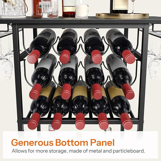 Estante para Vino 5 Niveles HOOBRO, Negro, Capacidad 30 Botellas miniatura 8