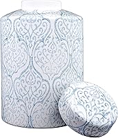 Vista 8 de Tarro de jengibre decorativo azul y blanco con tapa